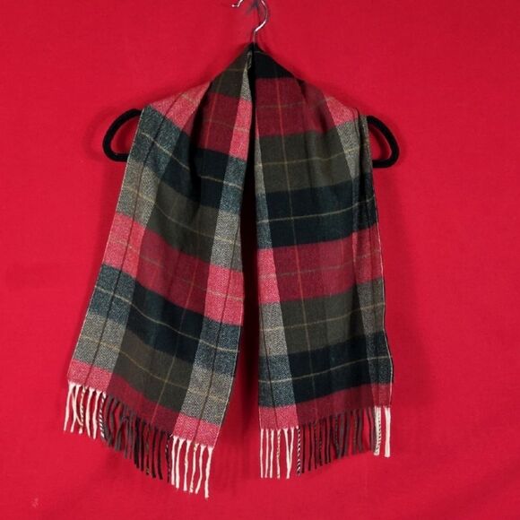 CHRISTIAN DIOR VINTAGE Cashmaire Scarf Red Green - Picture 1 of 5